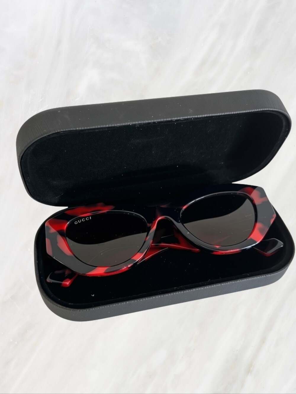 Gucci GG1421S 003 Sunglasses Havana Violet Red Blue Tortoiseshell Geometric Cat